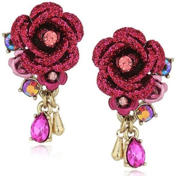 Betsey Johnson Jewelry - Betsey Johnson IN LOVE ROSE EARRINGS